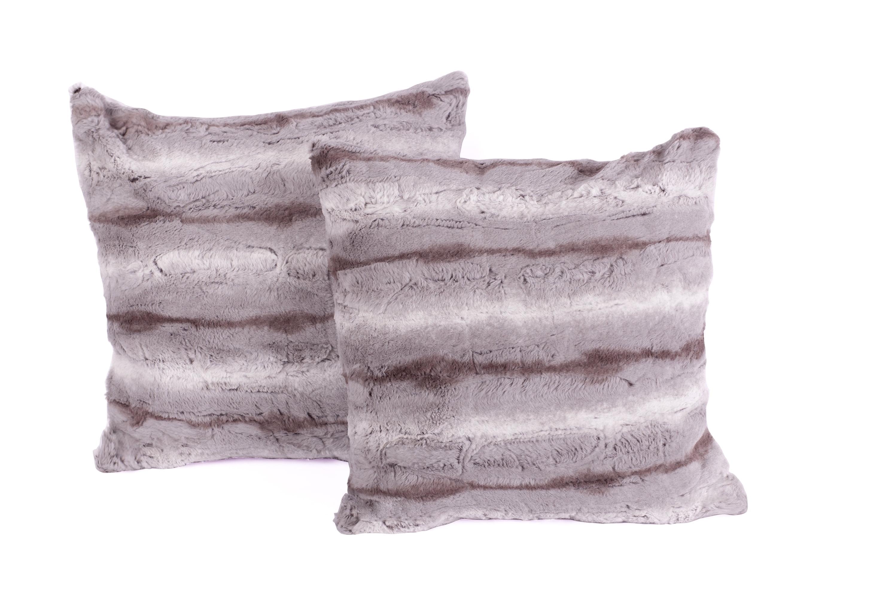 Home Soft Things Plush Striped Faux Fur Pillow Covers, Set of 2, 20"x20", Soyo