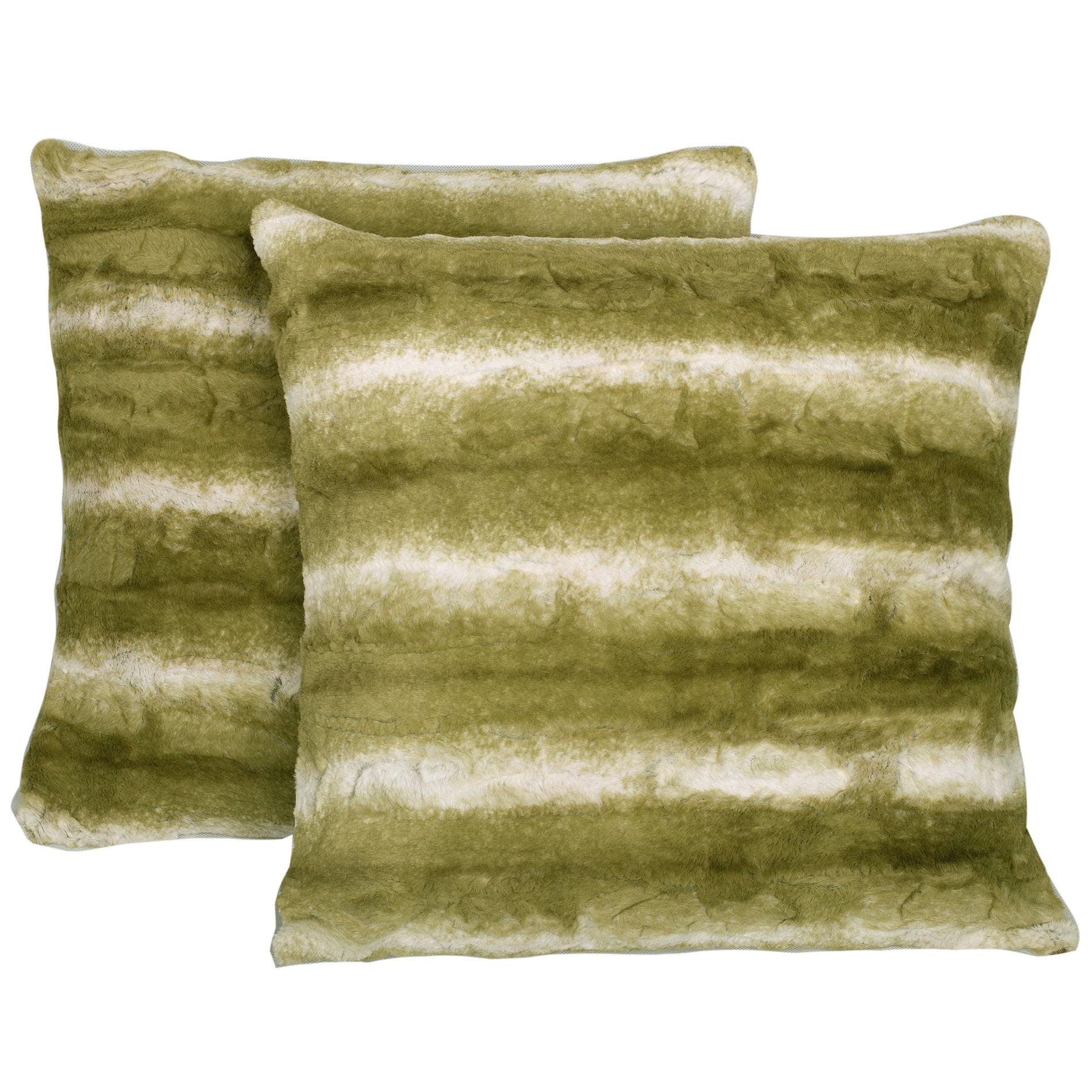 Home Soft Things Brushed Stripe Striped Faux Fur Pillow Cover (Set of 2)
