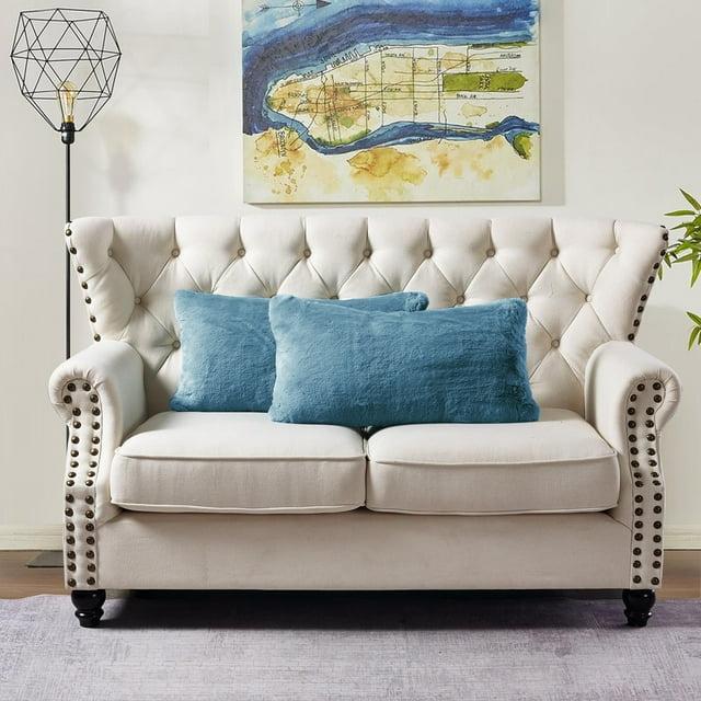 Home Soft Things Heavy Faux Fur 2 Piece Throw Pillow Cover Set - Smoke Blue - 14" x 26"