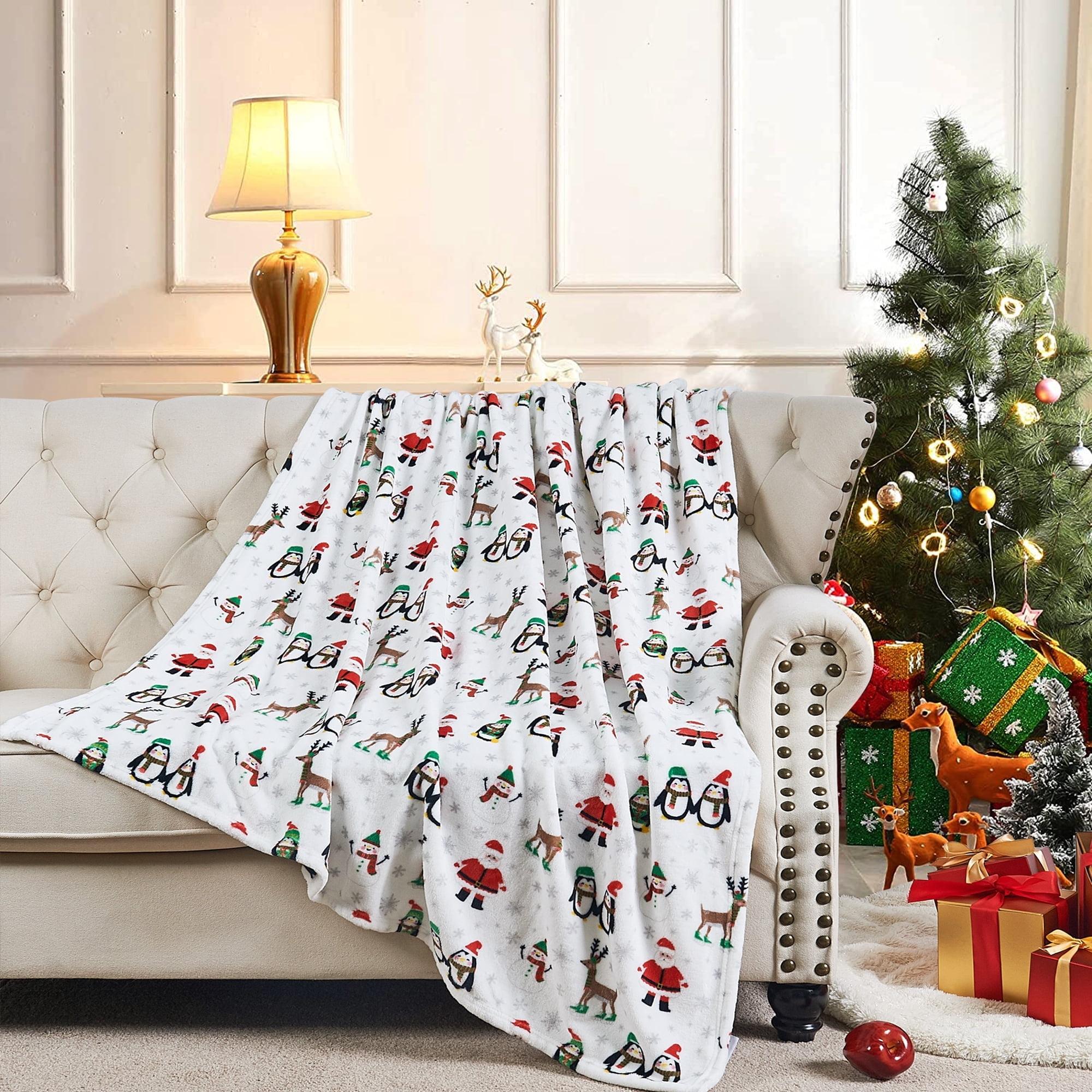 Jolly North Pole Christmas Fleece Reversible Throw Blanket