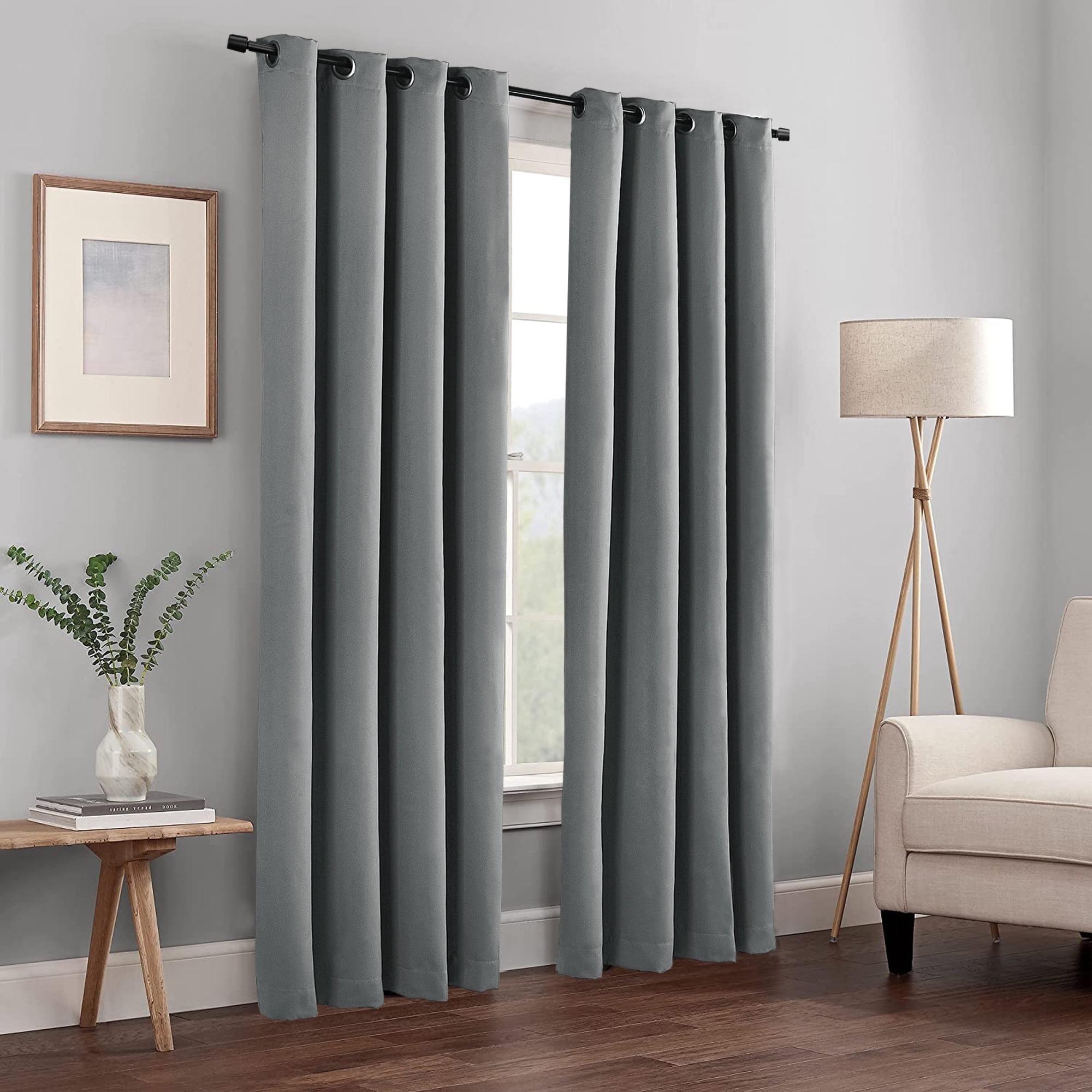 54"x63" Sun Zero Room Darkening Seymour Grommet Curtain Panel Gray: Modern Energy Efficient Living Room Decor