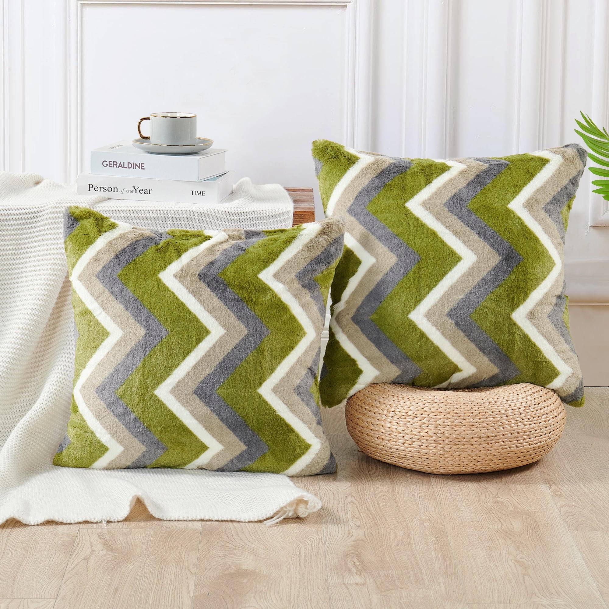 Home Soft Things Chevron Faux Fur Pillow Cover (Set of 2)