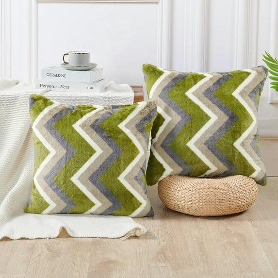 Home Soft Things Chevron Faux Fur Pillow Cover (Set of 2)