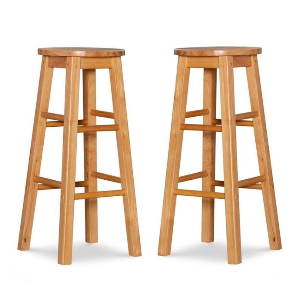 Home Square 2-Piece 29" Backless Wood Bar Stool Set in Natural Brown