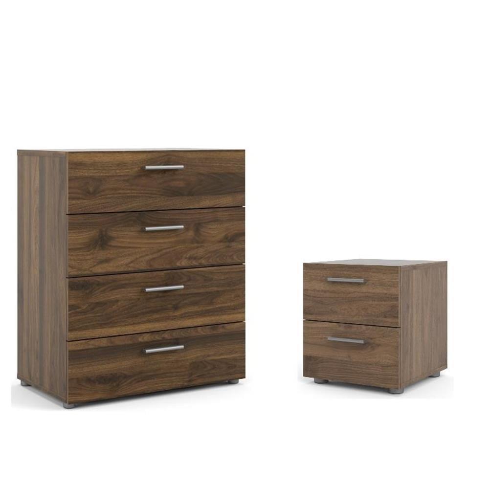 Home Square 2-Piece Contemporary Wood Bedroom Set, Walnut