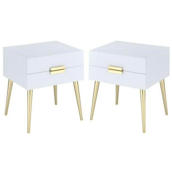 Home Square 2-Piece Furniture End Table Set in White and Gold