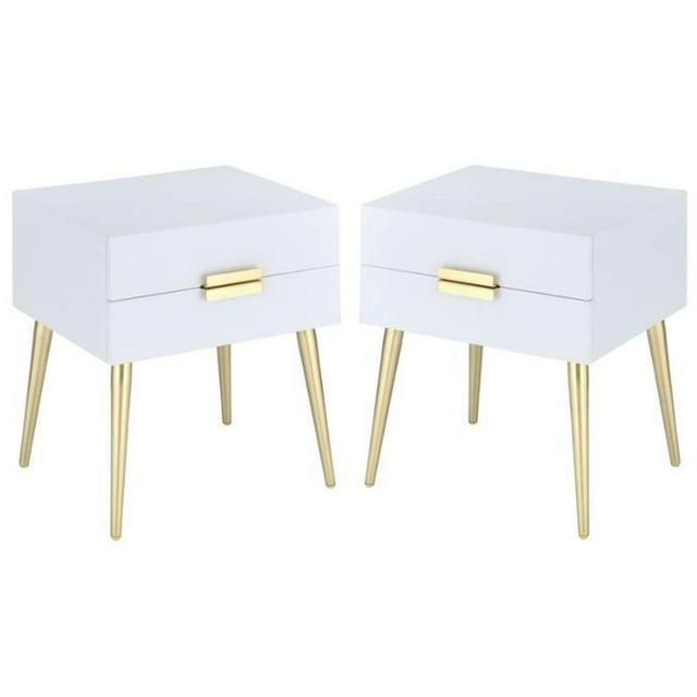 Home Square 2-Piece Furniture End Table Set in White and Gold