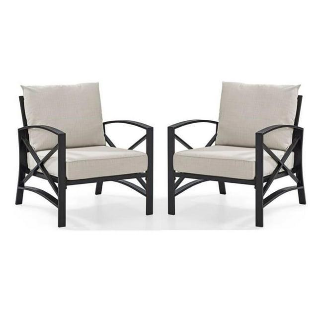 2pc Kaplan Outdoor Chair Set Oatmeal - Crosley: Steel Frame, UV-Resistant Cushions, Patio Seating