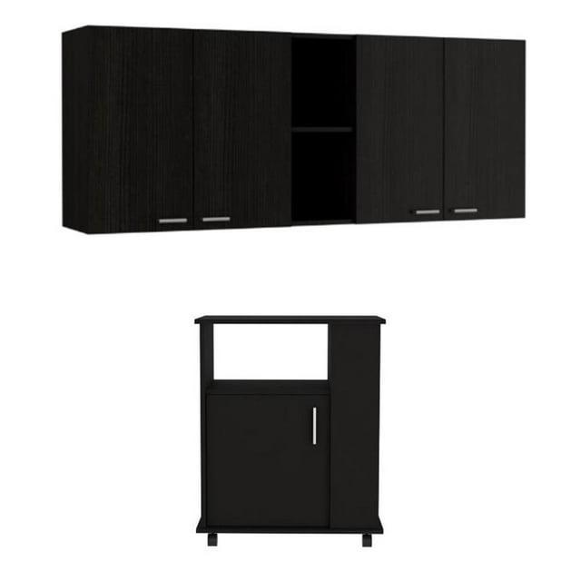 Home Square 2-Piece Set with Lower Microwave Cabinet and 150 Wall Cabinet