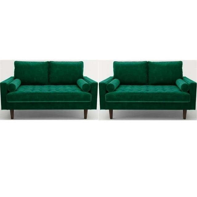 Home Square 2 Piece Velvet Living Room Loveseat Set in Green