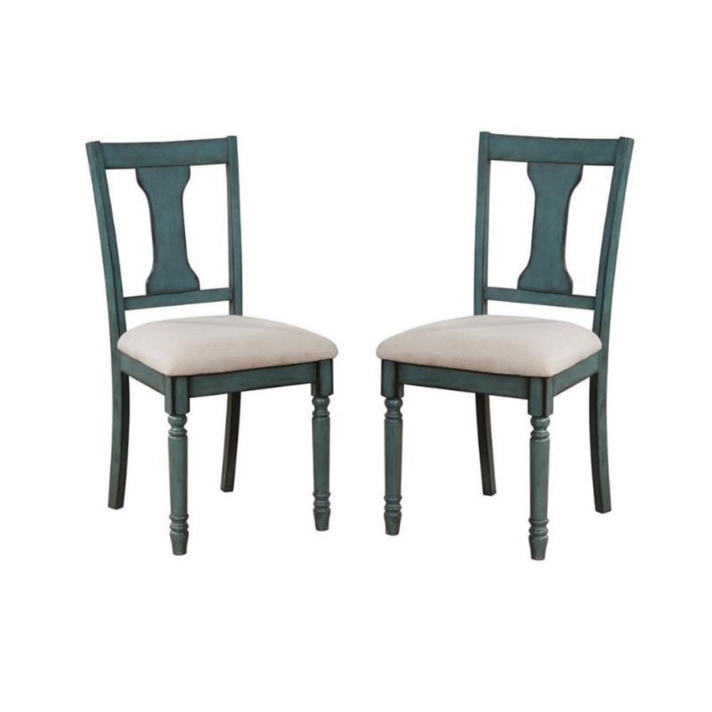 Io Slat Back Turned Leg Upholstered Side Chair (Set of 2)