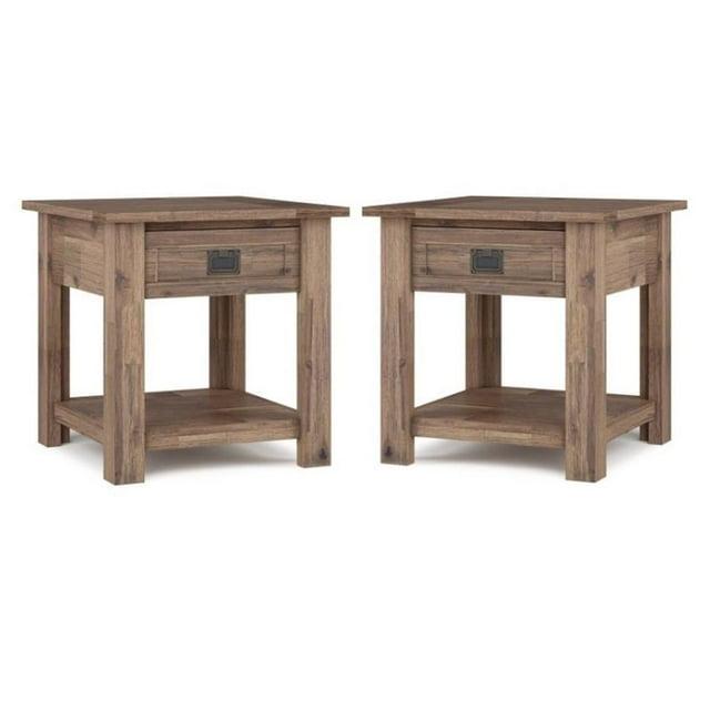 Home Square 2 Piece Wood End Table Set in Rustic Aged Brown