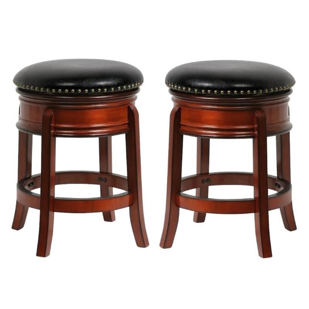 Home Square 24" Hamilton Swivel Bar Stool in Brandy - Set of 2