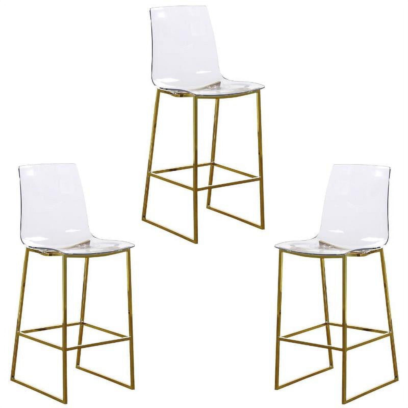 Elegant Gold Metal and Acrylic 3-Piece Counter Stool Set