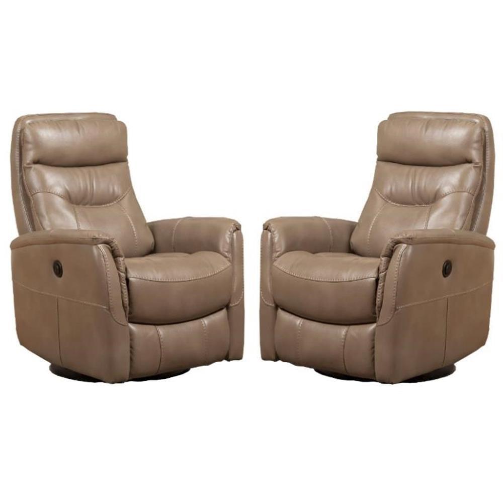 Home Square Polyester Swivel Glider Recliner in Linen Brown - Set of 2