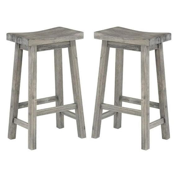 Set of 2 29" Sonoma Saddle Counter Height Barstool Barnwood Wire Brush - Boraam: Wood Frame, Fixed Seat Height