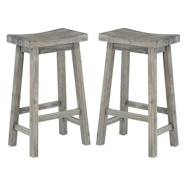 Set of 2 29" Sonoma Saddle Counter Height Barstool Barnwood Wire Brush - Boraam: Wood Frame, Fixed Seat Height