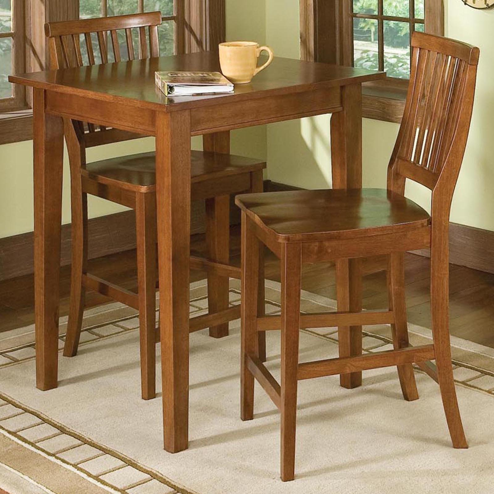 Cottage Oak 3-Piece Hardwood Bistro Set with Stools