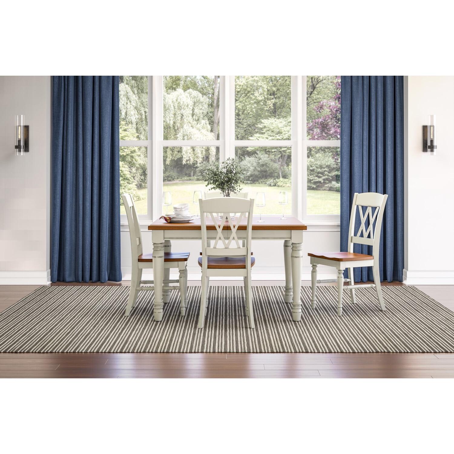 Monarch White and Oak 5-Piece Dining Set with Double X-Back Chairs