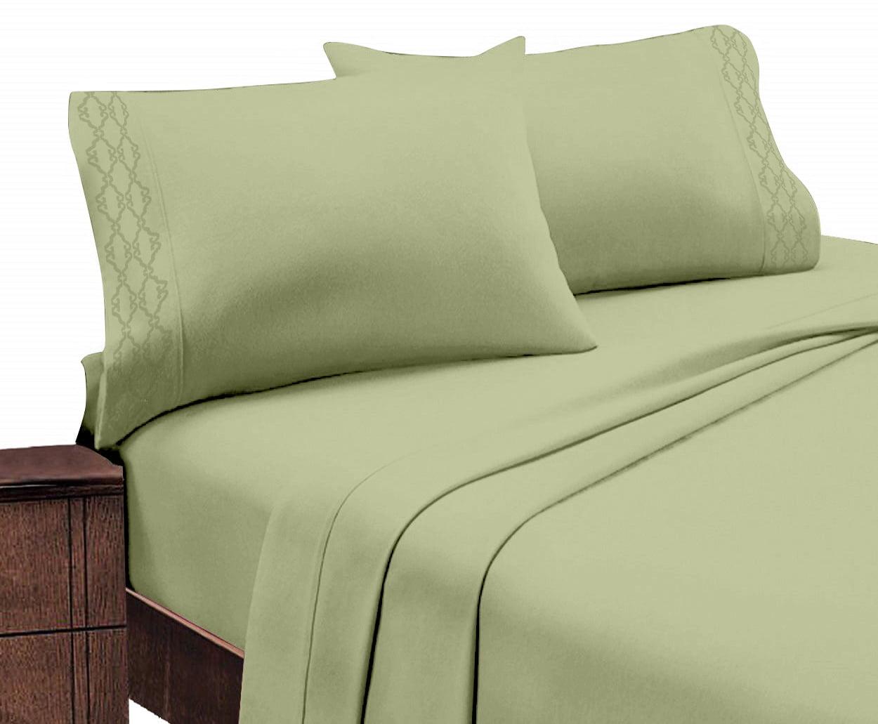 Branch 1800 Series Egyptian Comfort Embroidered 4 Piece Sheet Set (Queen, Sage)