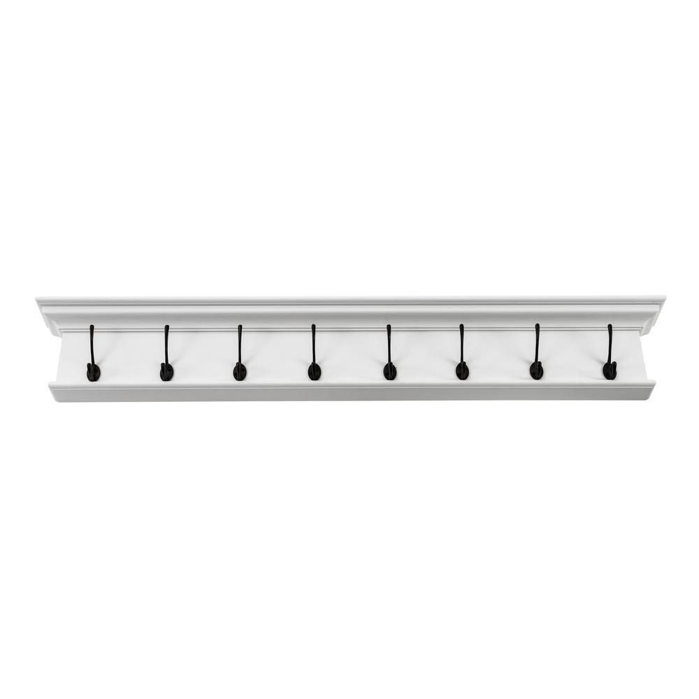 Home Wall Decorative Antique Brass Hardware 8 Hook Coat Rack - White