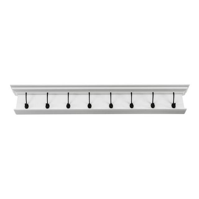 Home Wall Decorative Antique Brass Hardware 8 Hook Coat Rack - White