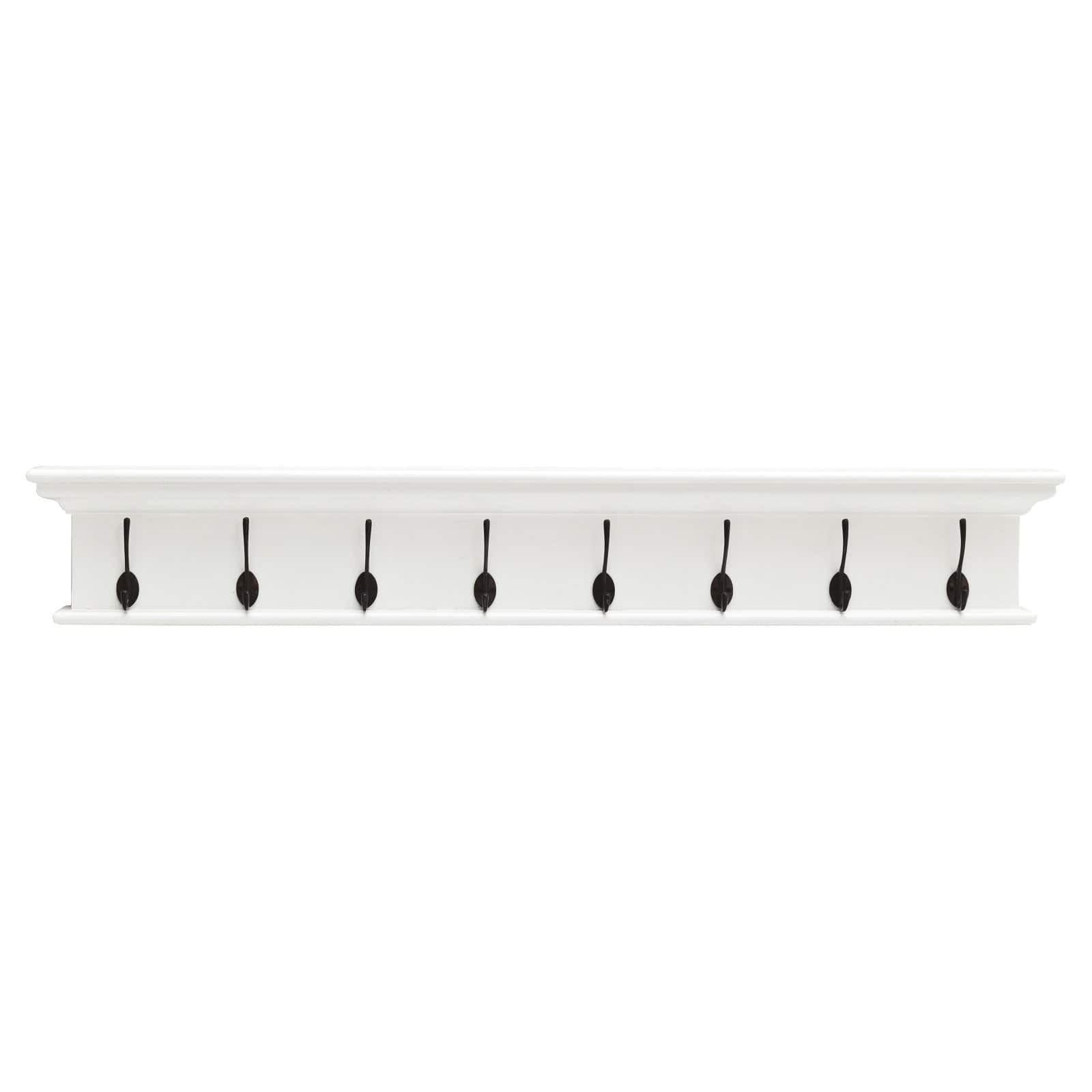Home Wall Decorative Antique Brass Hardware 8 Hook Coat Rack - White