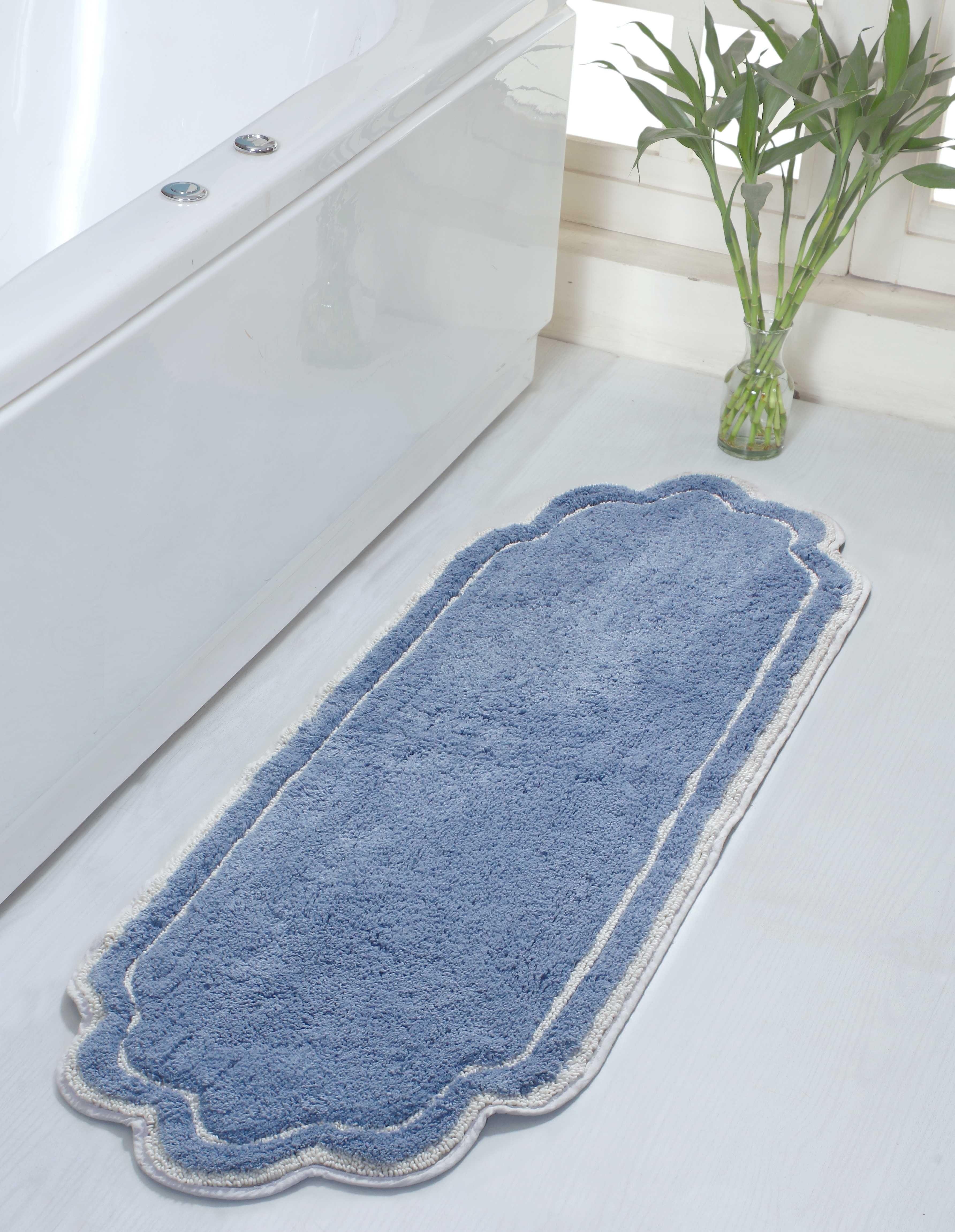 HOME WEAVERS Allure Collection 100% Cotton Non-Slip Bathroom Rug Set Machine Washable Bathroom Rug-17"x24", Bath Rug- 21"x34", Brown Color 2 Piece Bath Carpet set