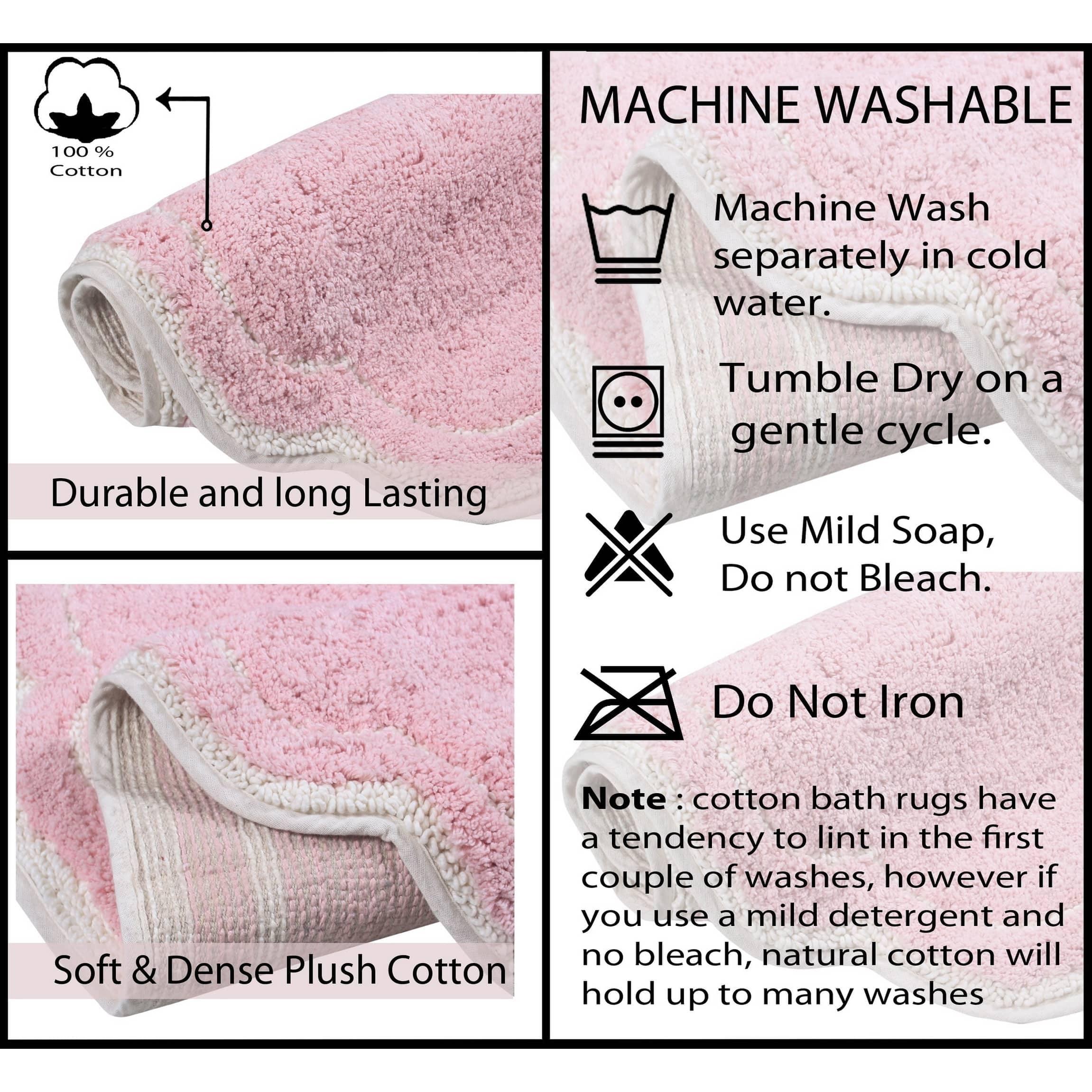 Home Weavers Inc Home Weavers Allure Collection Absorbent Cotton, Machine Washable and Dry Bath Rugs Pink 21"x34"