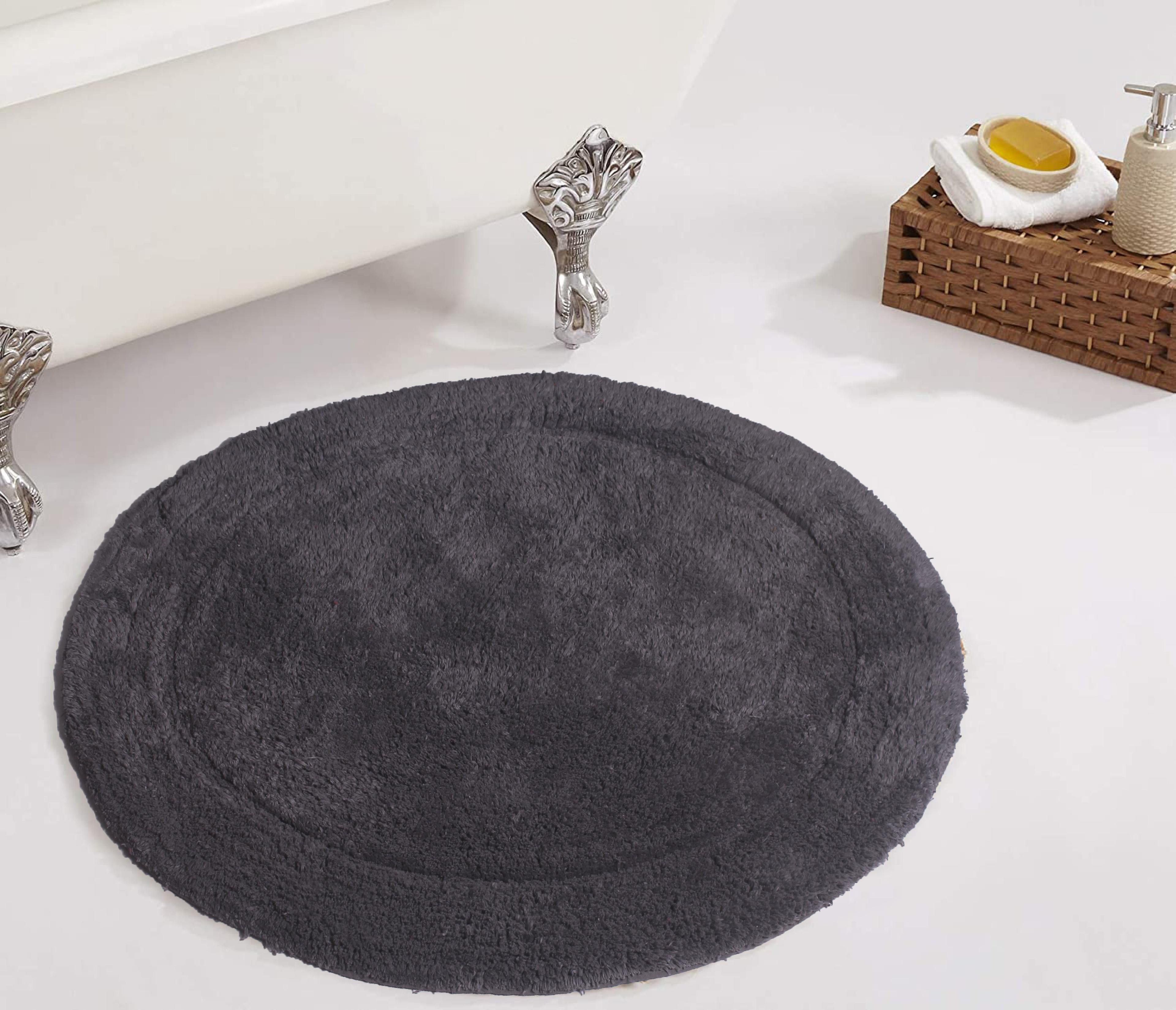 HOME WEAVERS WaterFord Collection Bathroom Rug 100% Cotton Tufted Round Shape Bathroom Rug, Soft & Absorbent Bath Rugs, Non-Slip Bath Carpet, Machine Wash Dry Bath Mats - 30" Round, Grey
