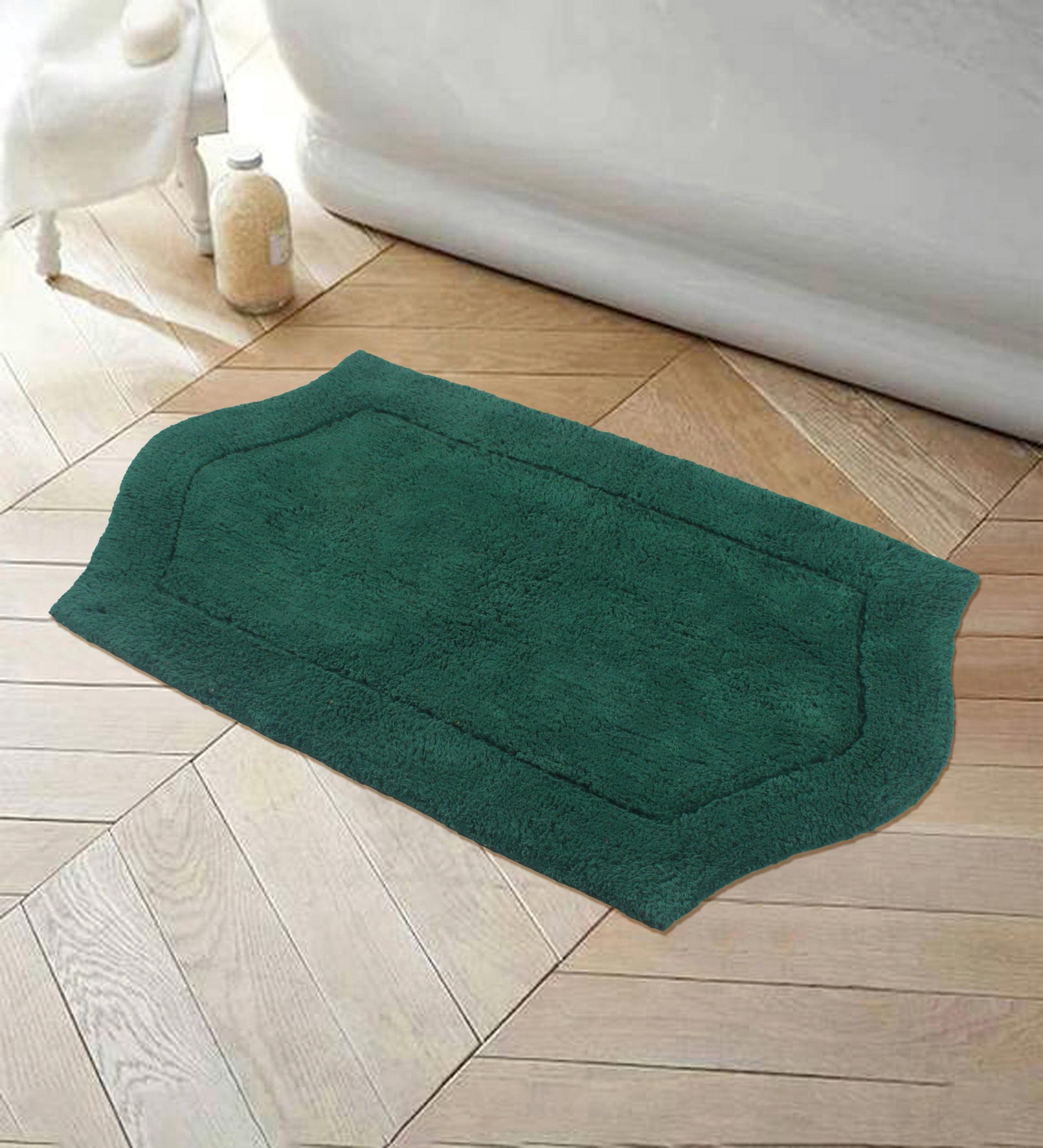 Waterford Collection Plush Bottle Green Cotton Bath Rug, 21"x34"