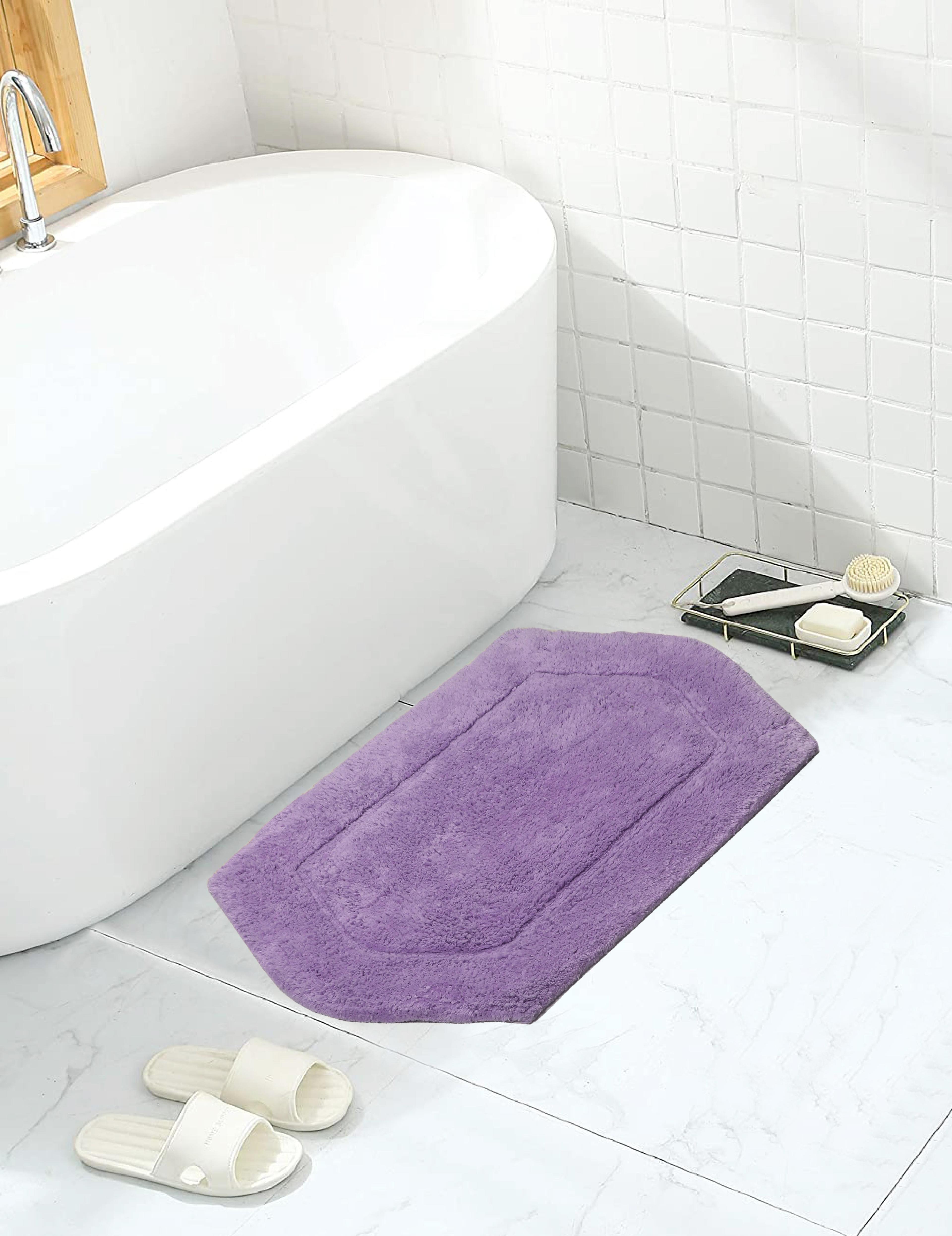 HOME WEAVERS Waterford Collection Bathroom Rug 100% Cotton Tufted Bath Rug, Extra Soft and Absorbent Bath Rugs, Non-Slip Bath Mats, Machine Washable bath rugs for Bathroom, 17"x24", Purple