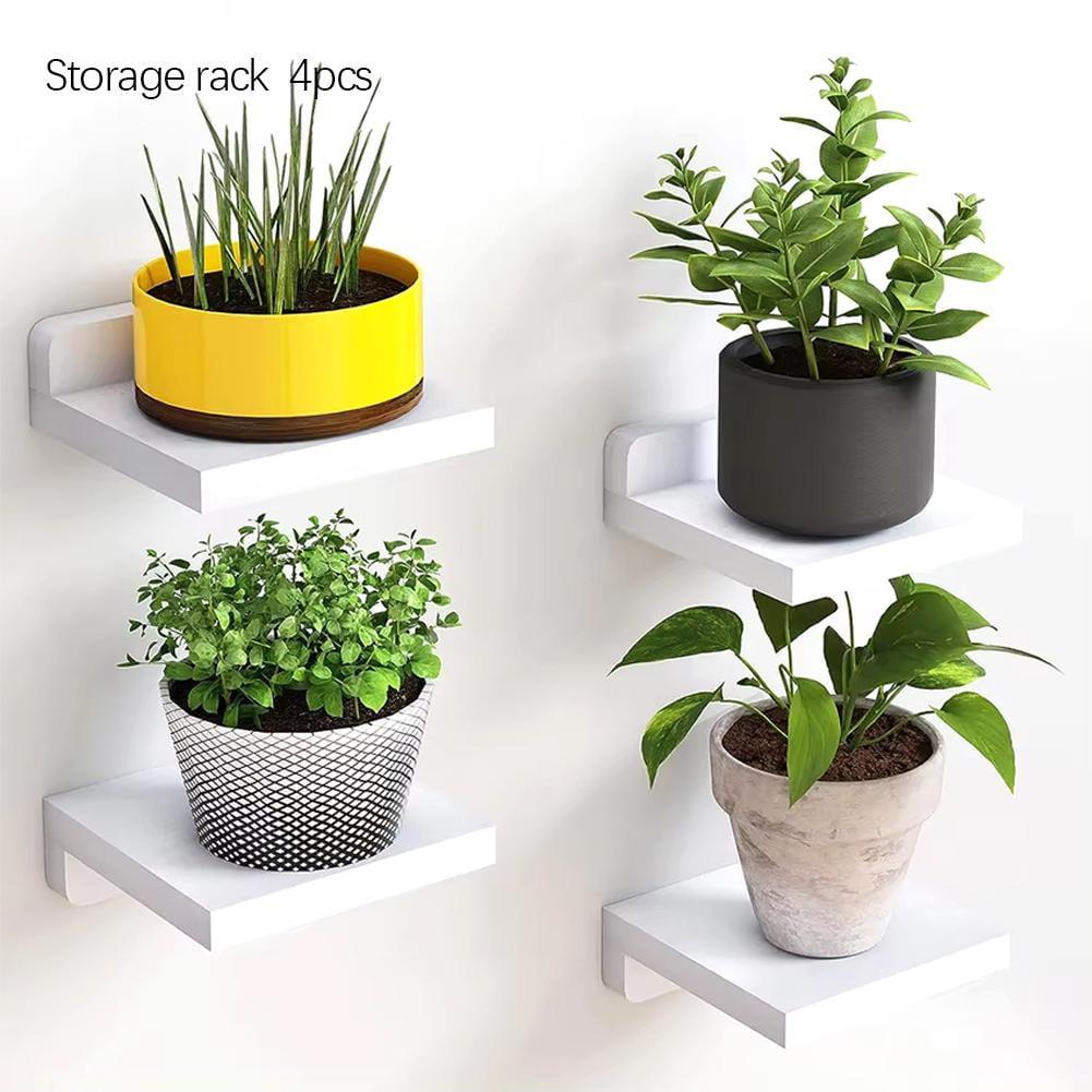 Fairy Small Floating Shelves, Wall Shelf Set of 4, Rustic Wood Small Wall Mounted Shelves, 5x5inches, Dark Carbonized Black