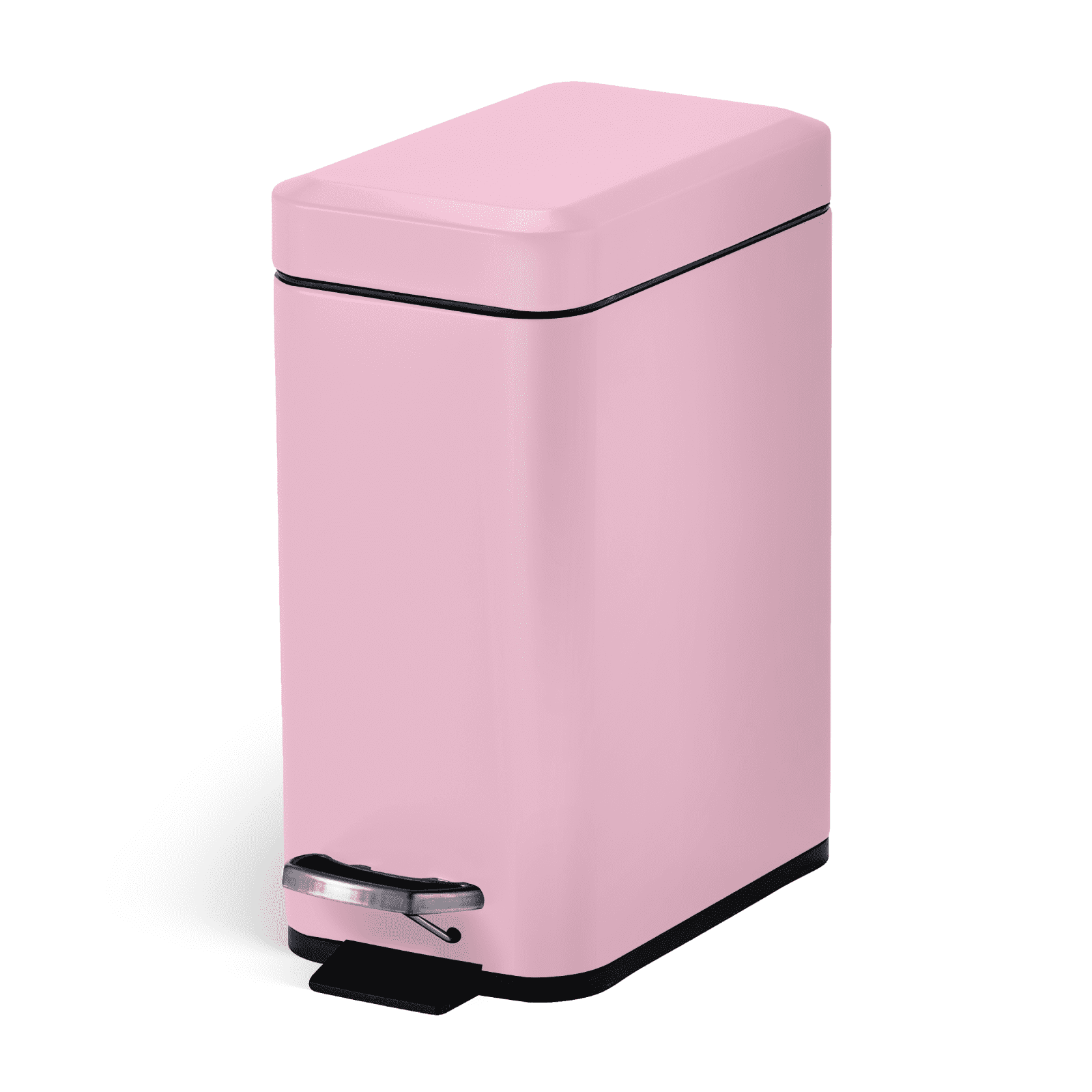 Home Zone Living 1.3 gal Bathroom Trash Can, Stainless Steel, Pink