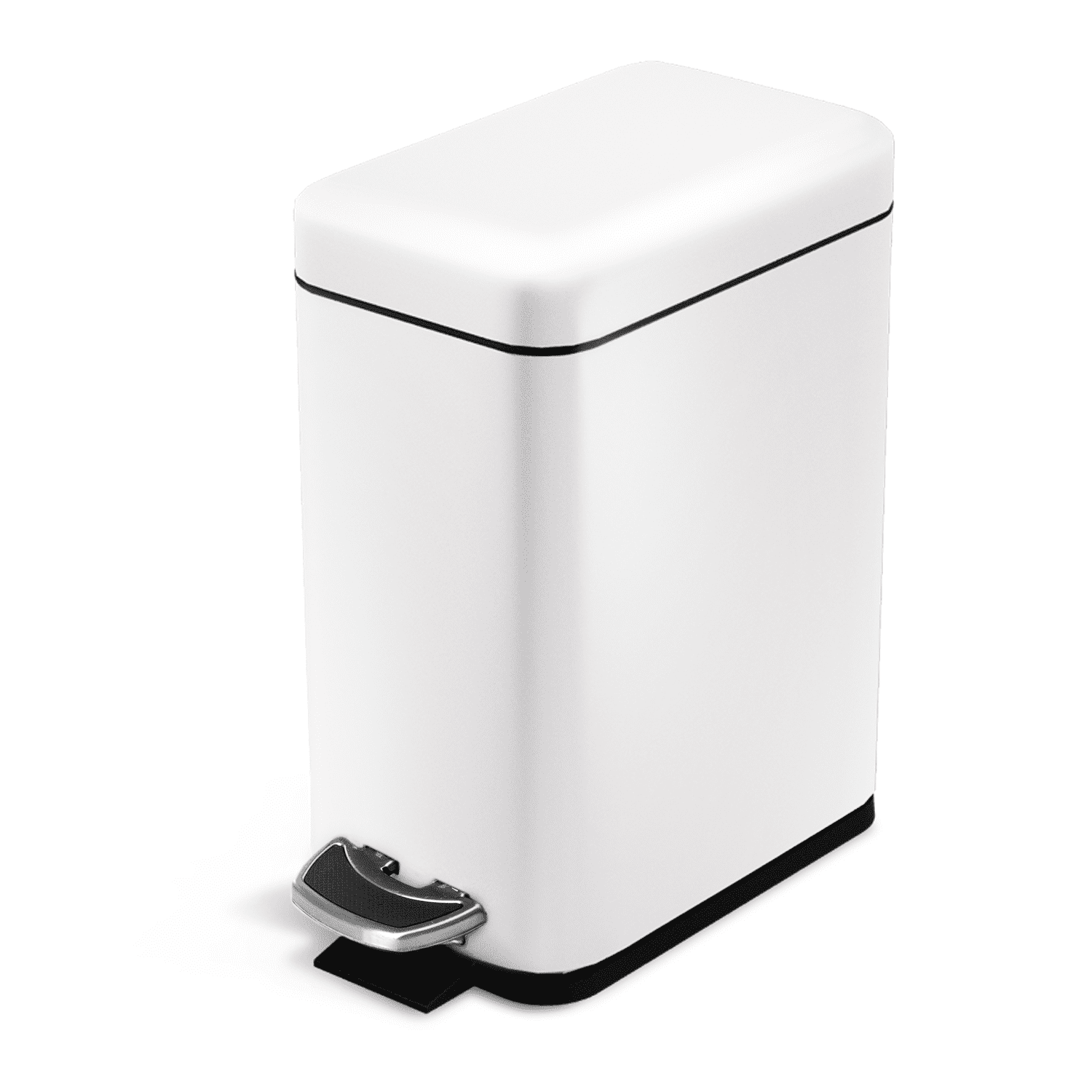 Home Zone Living 1.3 gal Bathroom Trash Can, Stainless Steel, White