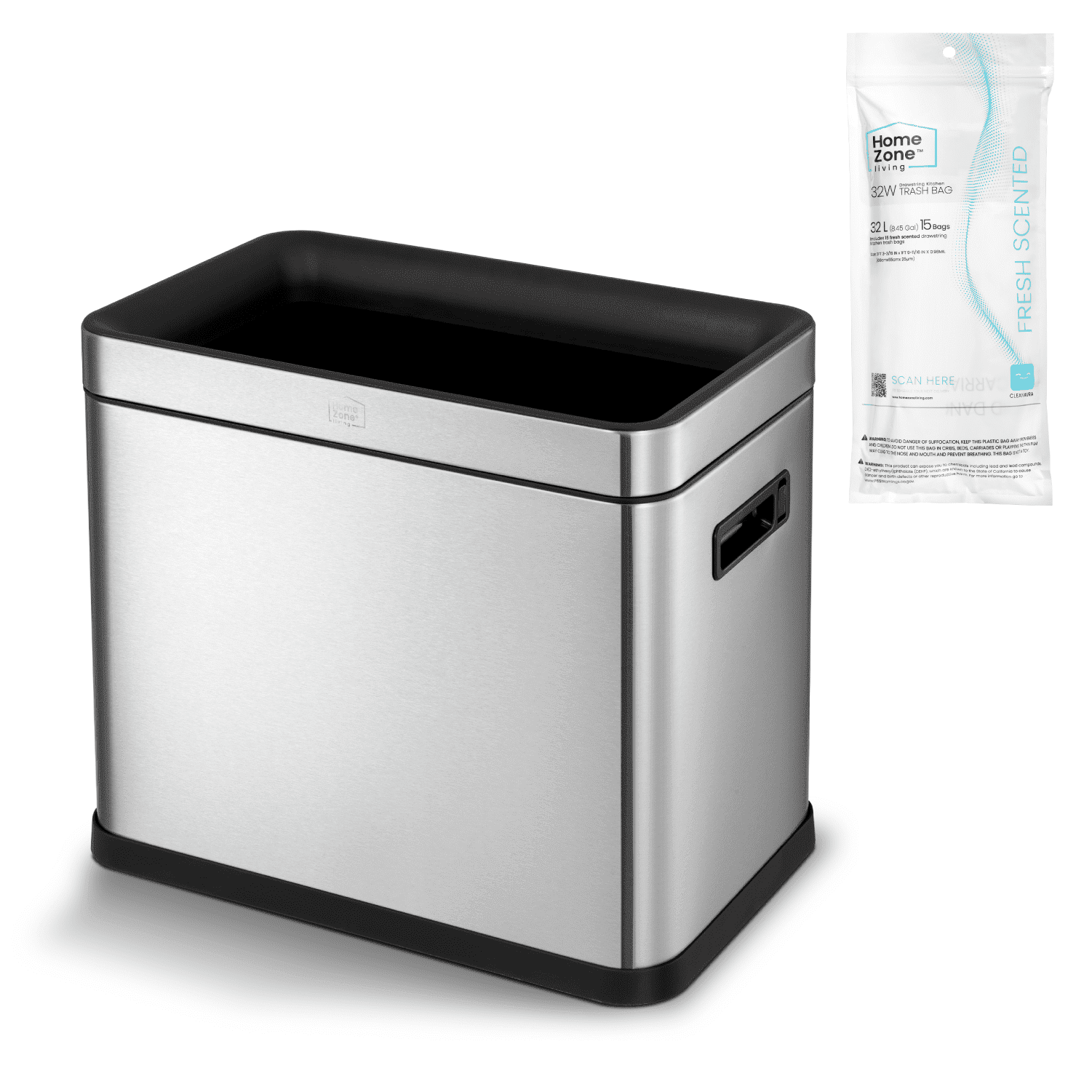 Slim Stainless Steel Open Top Trash Can for Commercial Use