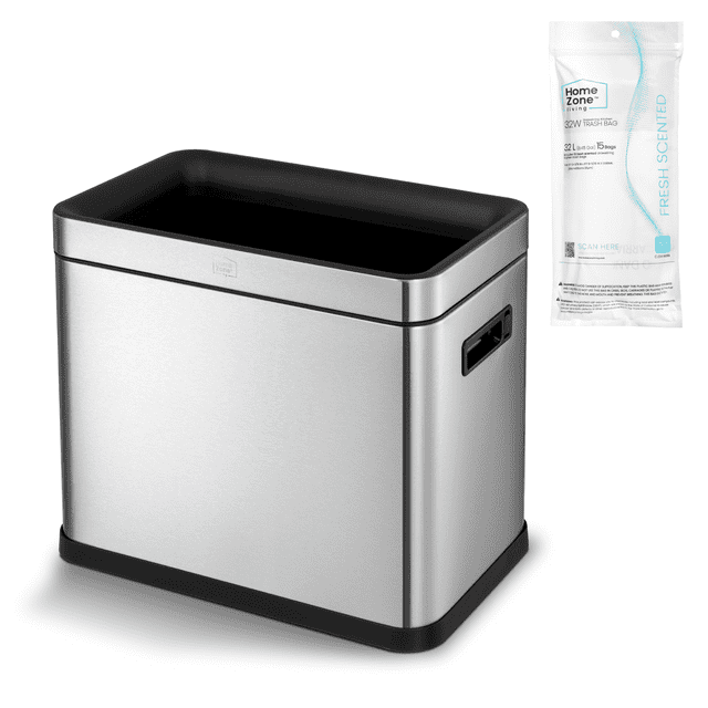 Home Zone Living Steel Open Kitchen Trash Can - 8.7 Gallons