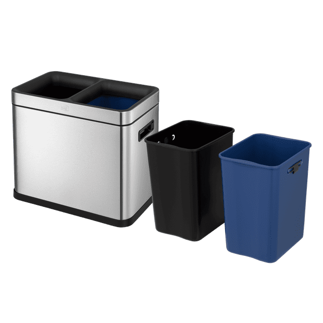 Home Zone Living Home Zone Living Open Top Trash Can Dual Removable Liners for Trash and Recycling Stainless Steel