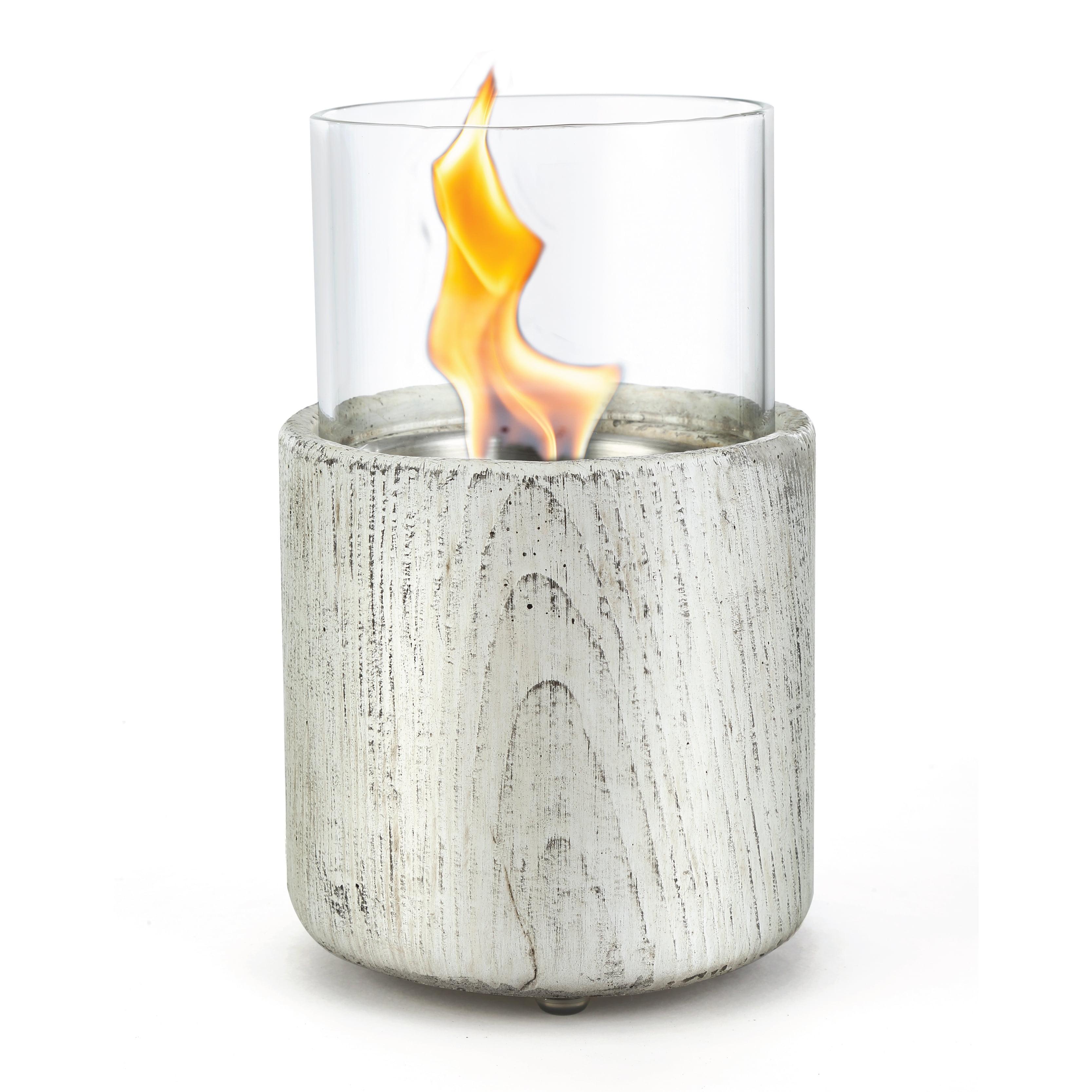 Weathered White Oak Concrete Tabletop Mini Fire Pit