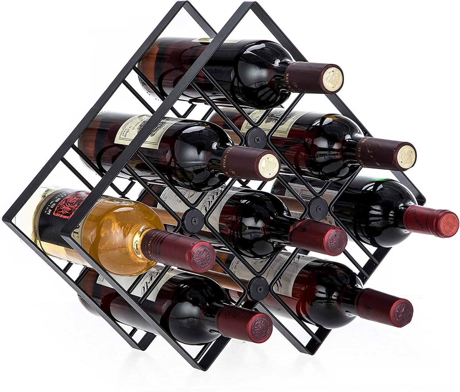 Black Metal Countertop Wine Rack for 8 Bottles