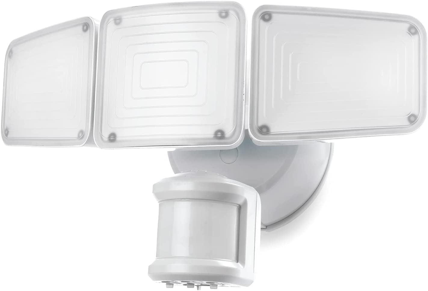 Home Zone Security® 3,500-Lumen Triple-Head Ultrabright LED Security Light in White