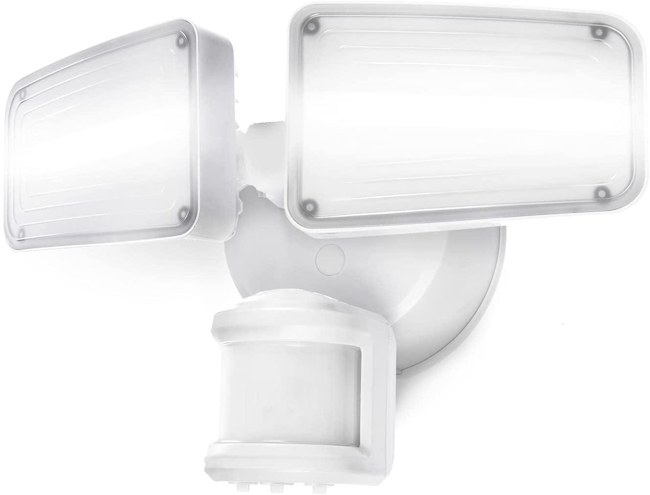 White Matte Aluminum Twin-Head LED Security Floodlight