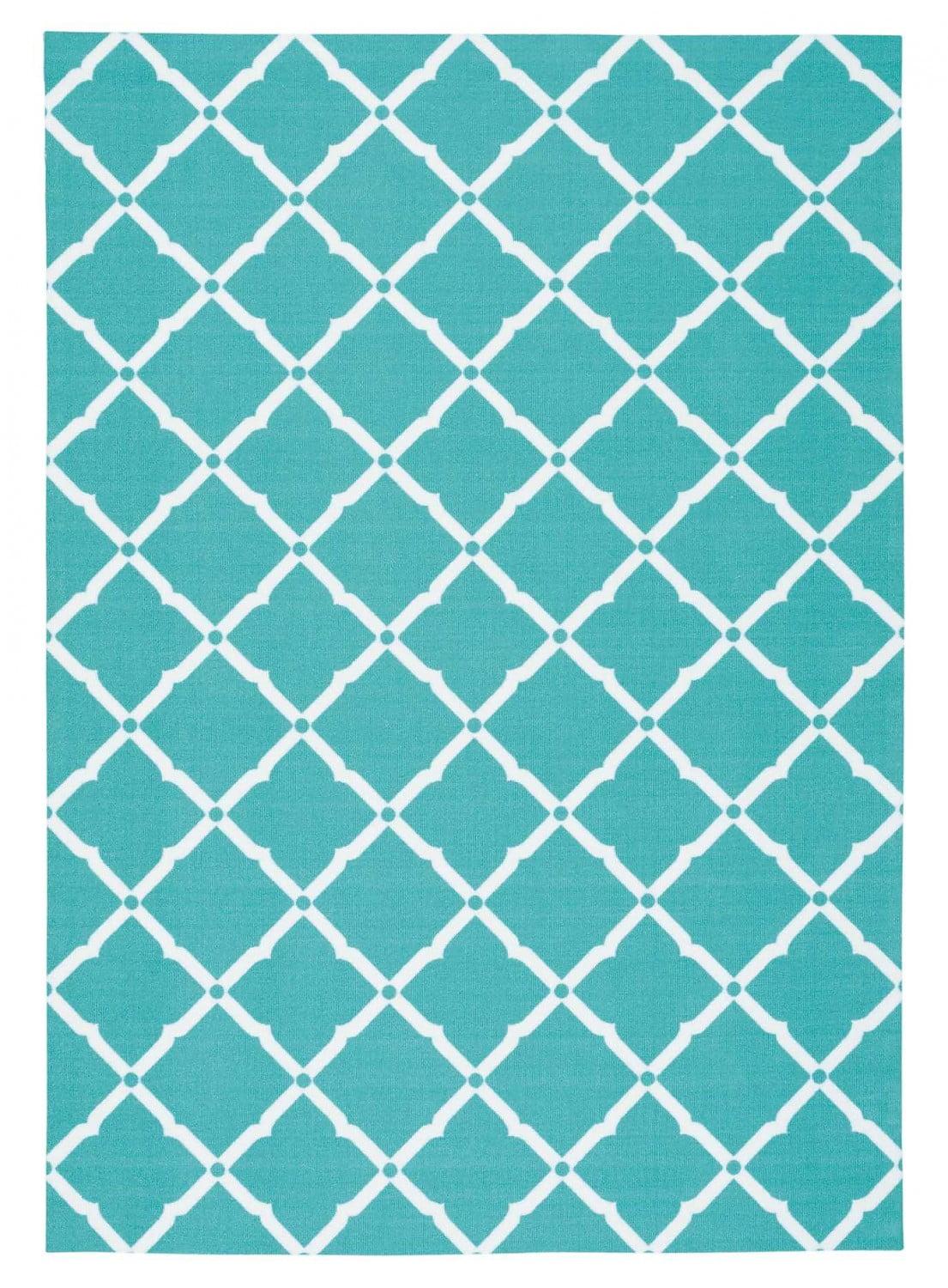 Aqua Floral Bliss 5' x 7' Synthetic Indoor/Outdoor Area Rug