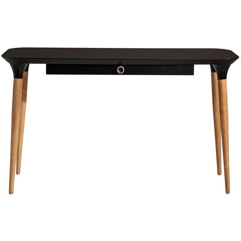 Black and Cinnamon Wood Office Desk with Drawer