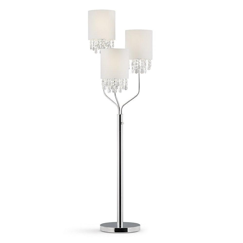 68" Adjustable White Crystal Pendant Floor Lamp