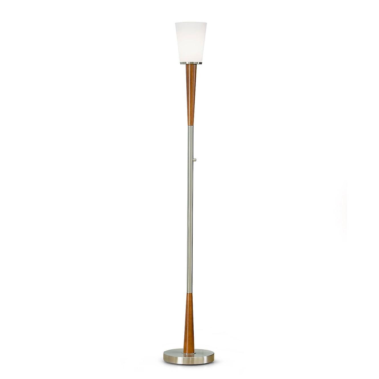 Century 72" Brushed Nickel Wood Torchiere Floor Lamp with Dimmer