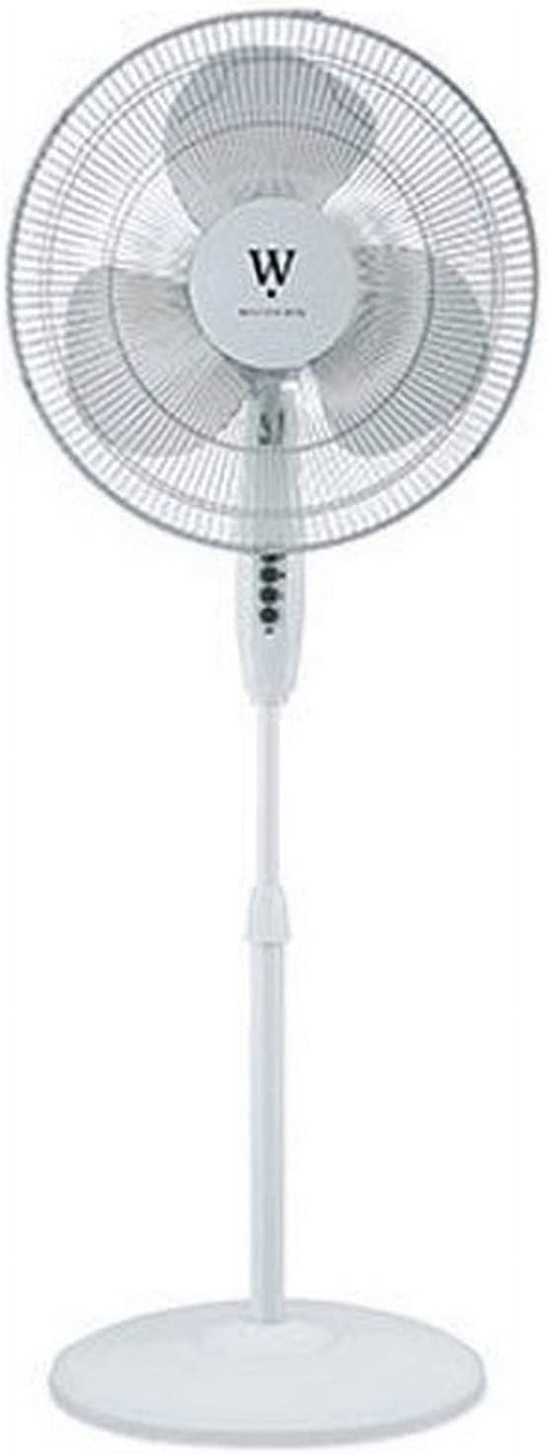 White Adjustable Height Oscillating Floor Fan with Three Speeds