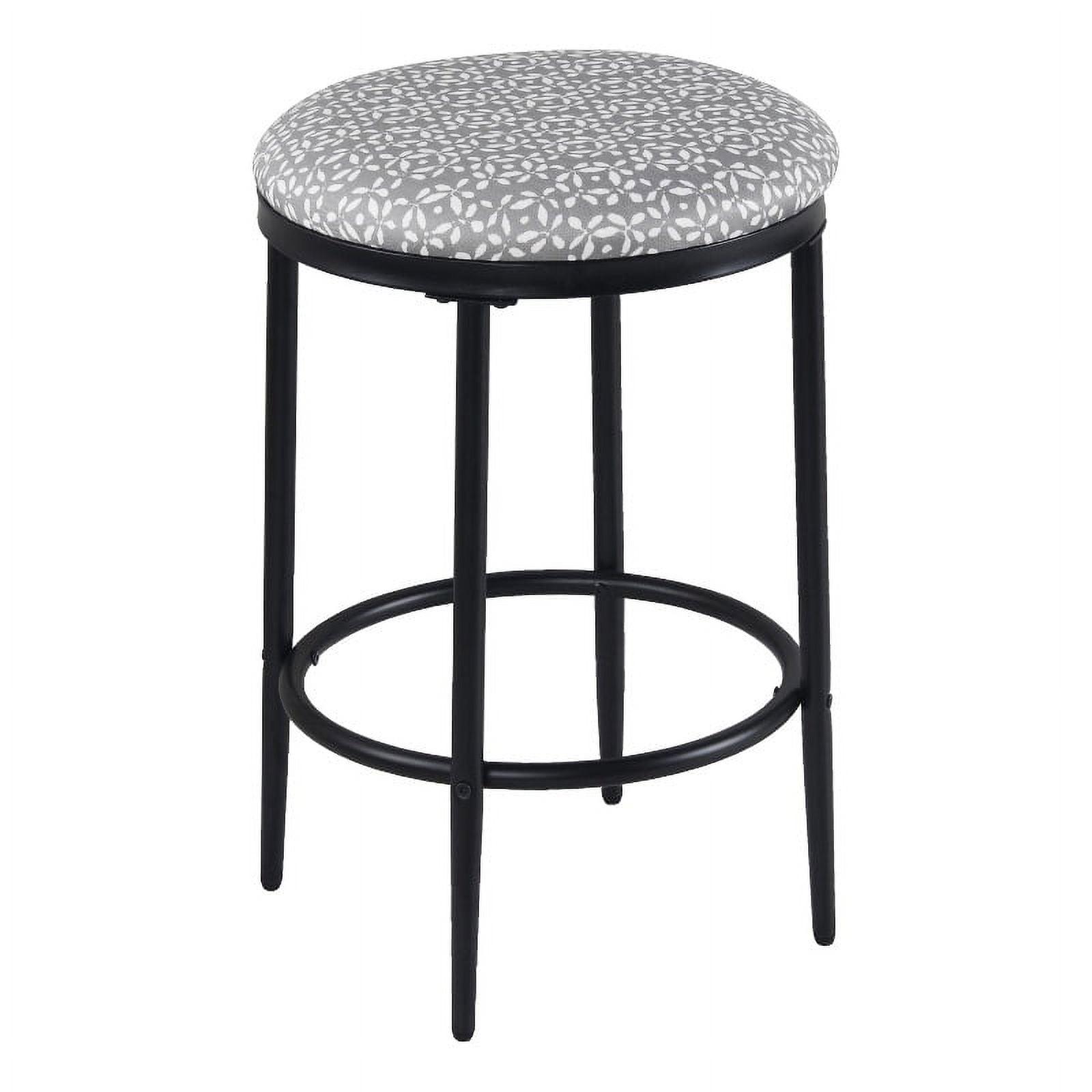 Light Gray Upholstered Metal Backless Counter Stool