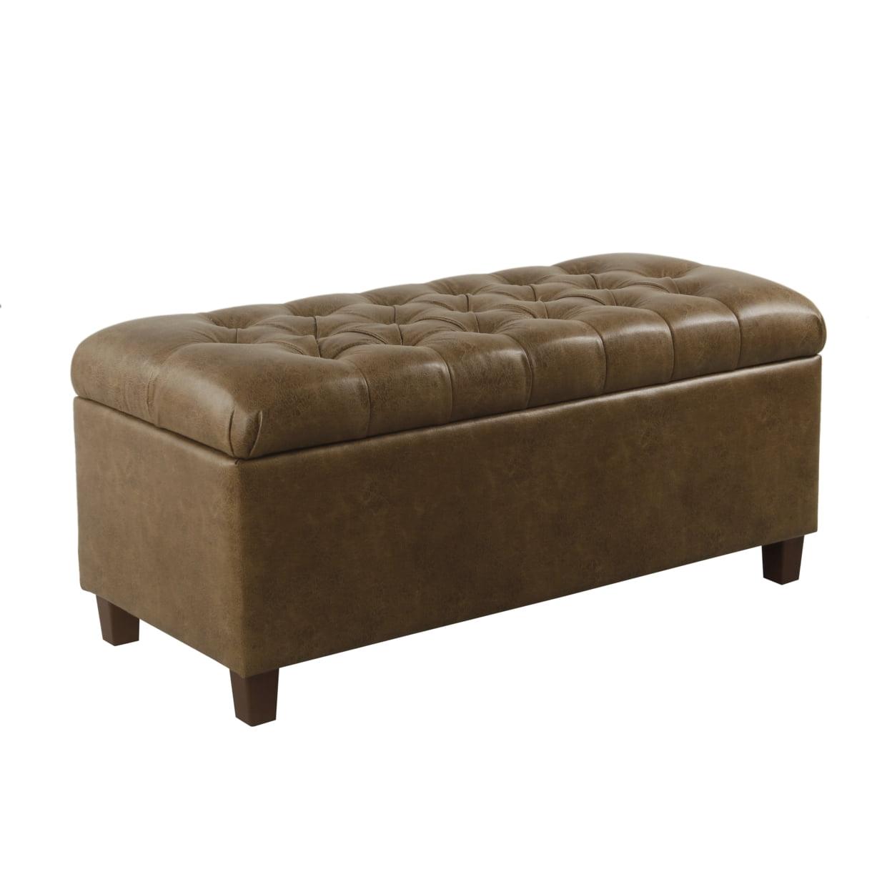 Ainsley Button Tufted Storage Bench Faux Leather - HomePop