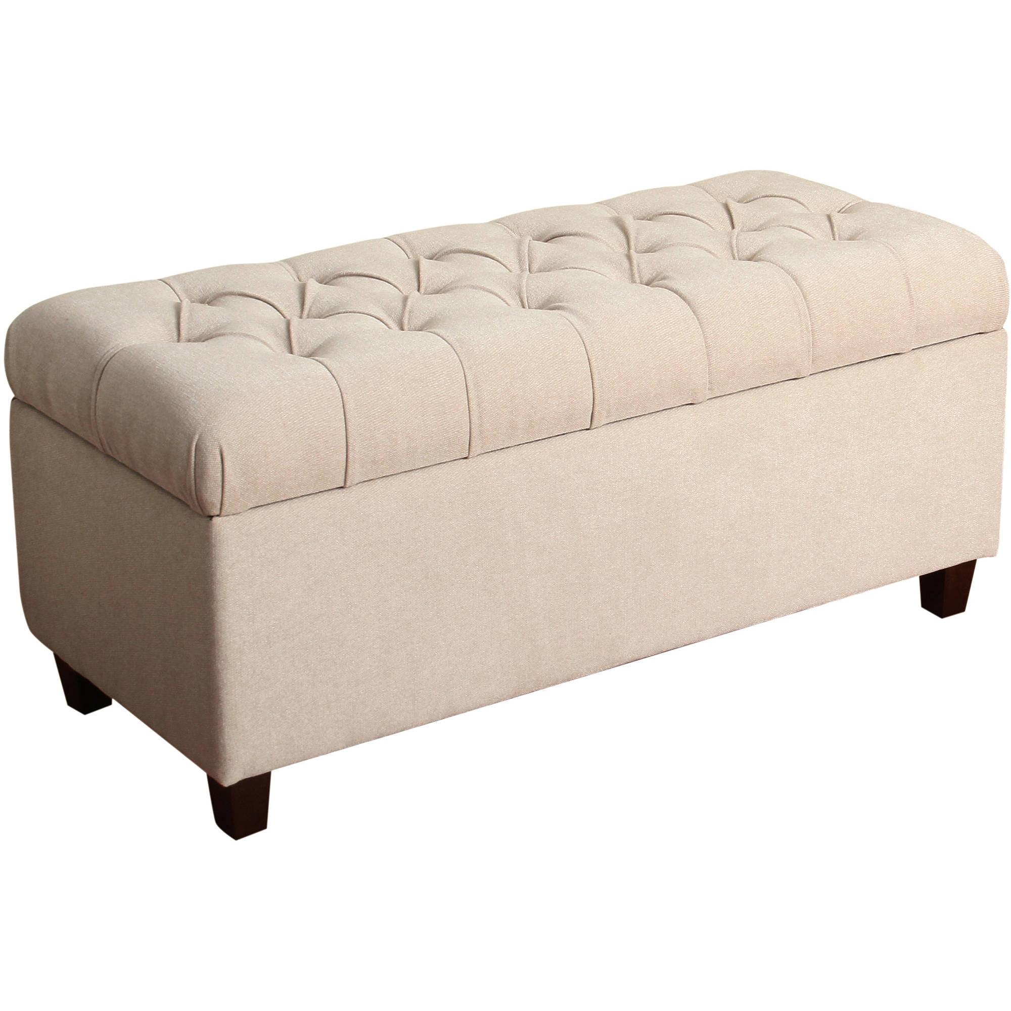 Ainsley Button Tufted Storage Bench - Oatmeal - HomePop